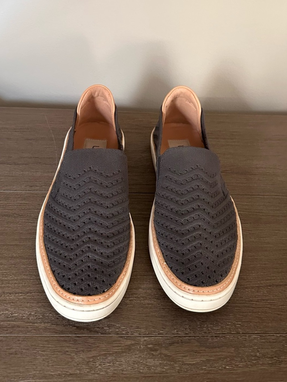UGG Women's Charcoal Knit Slip-On Sneakers with Tan Trim